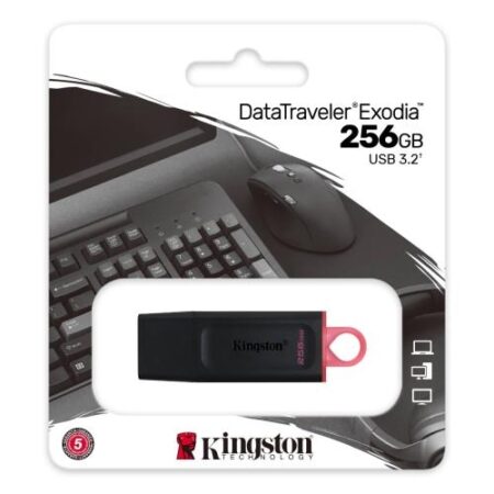 Memoria USB Kingston de 256GB Exodia BK/R 3.2