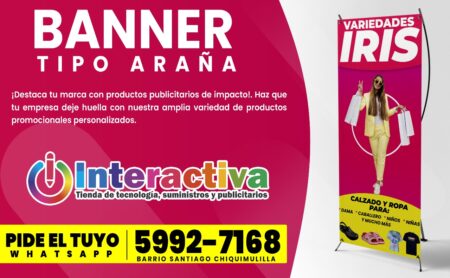Banner Tipo Araña (X-Banner) con Estructura Portátil y Lona Impresa – Ideal para Publicidad Interior y Eventos