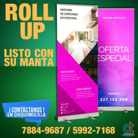 Banner Roll Up Retráctil con Lona Impresa y Estuche – Publicidad Portátil de Alta Calidad para Eventos y Promociones