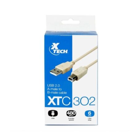 XTC-302 Cable Para impresora USB-B a USB-A Gris